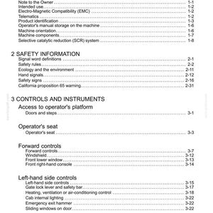 K&ouml;nnte beinhalten: Eine wei&szlig;e Dokumentseite mit dem Titel "Contents" oben. Das Dokument ist in Abschnitte unterteilt, darunter "Allgemeine Informationen", "Sicherheitsinformationen" und "Bedienelemente und Instrumente".