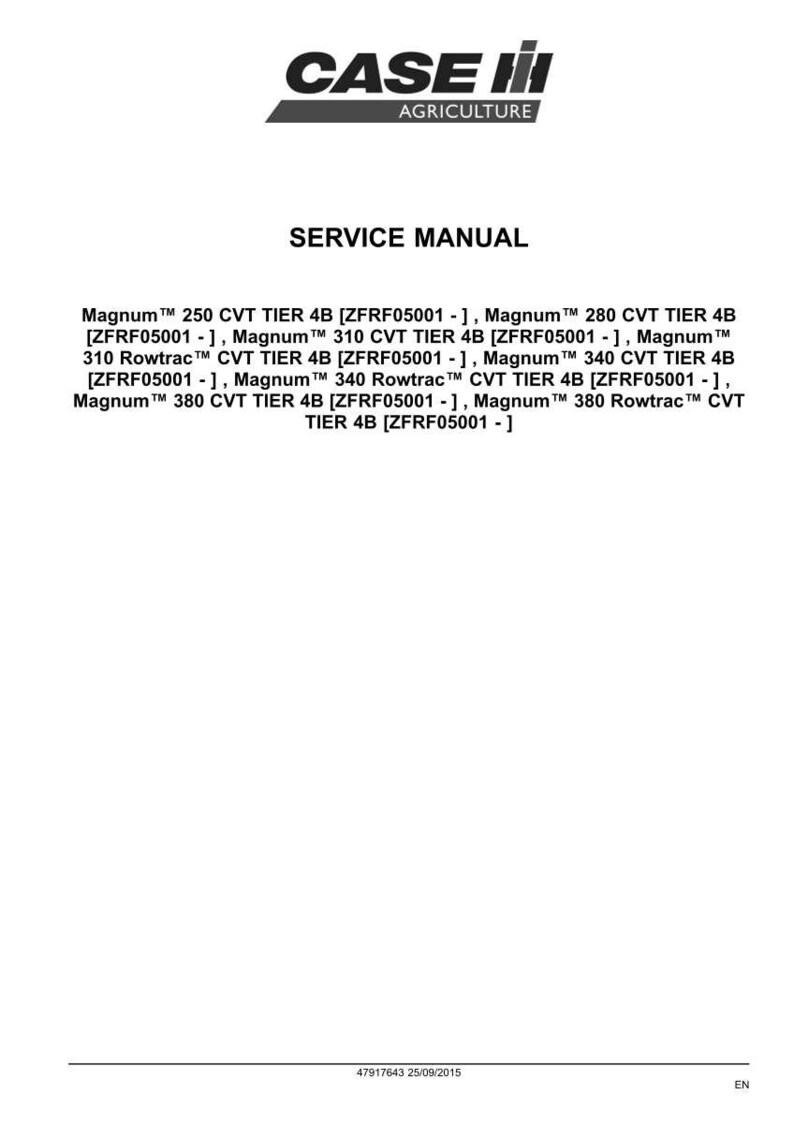 May include: A white page with the Case IH Agriculture logo and the words "SERVICE MANUAL". Below, a list of Magnum CVT TIER 4B models is displayed, including model numbers.