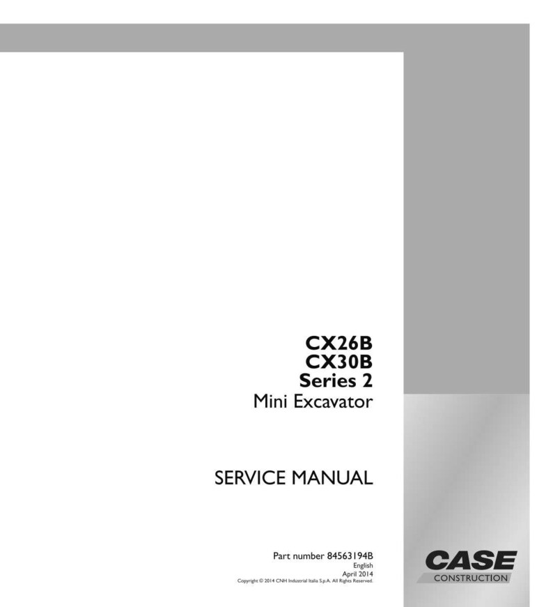 May include: A white service manual for a mini excavator. The cover includes the text "CX26B CX30B Series 2 Mini Excavator" and "SERVICE MANUAL". The Case Construction logo is in the bottom right corner.