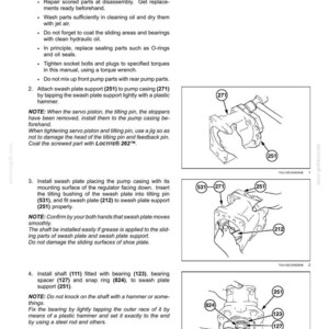 May include: Diagram of a hydraulic pump assembly with numbered parts and assembly instructions. Includes illustrations of the pump components and text detailing the assembly steps. The diagram is in black and white.