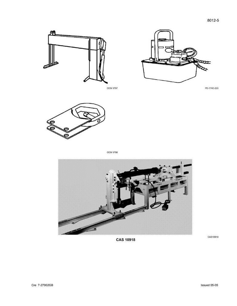 May include: Line drawings of industrial equipment, including a rectangular frame with a hanging component, a pump system in a container, and a bracket with a hexagonal opening. The image also shows a larger machine with the text "CAS 10918".