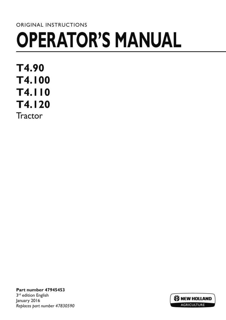 New Holland T4.90, T4.100, T4.110, T4.120 Tractor Operator Owners Operation Manual | Instant Pdf Download image 3