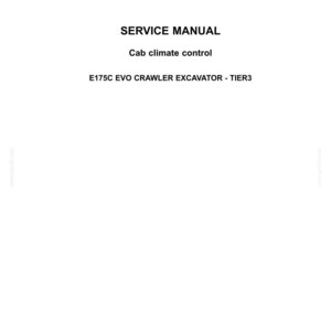 May include: A white document with the "NEW HOLLAND CONSTRUCTION" logo at the top. The text reads "SERVICE MANUAL" and "Cab climate control". Below is "E175C EVO CRAWLER EXCAVATOR - TIER3". The date 15/05/2017 and the number 50 are at the bottom.