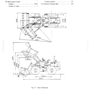 Pu&ograve; includere: Un diagramma tecnico di una pala gommata che mostra viste dall'alto e laterali con specifiche dettagliate. Il testo include un peso operativo di 6.760 kg, un carico normale di 1.600 kg, una capacit&agrave; della benna di 1,0 m3 e 7 denti.