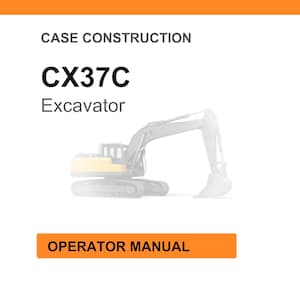 May include: White background with orange header and footer. The text "CASE CONSTRUCTION" is at the top. The text "CX37C Excavator" is in the center. Below is a faded image of an excavator. The text "OPERATOR MANUAL" is in an orange box at the bottom.