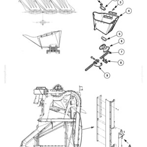 May include: An engineering diagram with multiple views of agricultural machinery components. The diagram includes detailed illustrations of parts labeled with numbers and a section title: "SECTION 60 - PRODUCT FEEDING - CHAPTER 1."