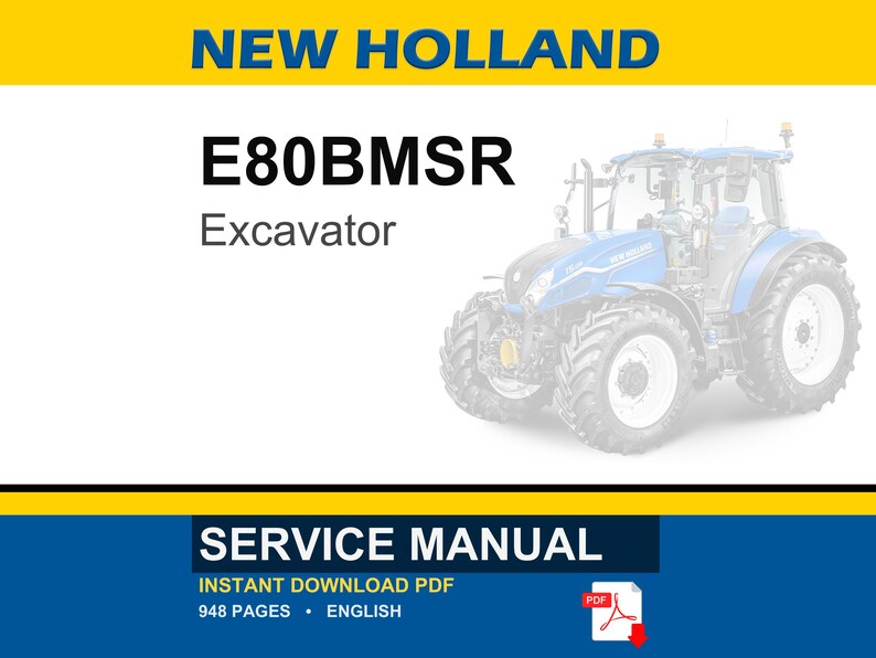 New Holland E80BMSR Excavator Service Repair Workshop Manual | Instant PDF Download image 1