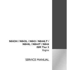 May include: A white service manual with black text. The text includes "N843H / N843L / N843 / N844LT / N844L / N844T / N844 ISM Tier 3 Engine SERVICE MANUAL". The Case IH Agriculture logo is in the bottom right corner.