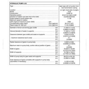 May include: A detailed technical specification sheet for a hydraulic pump A 25, including measurements in inches and millimeters. The document provides specifications for the pump's type, model, and operating parameters, such as rotation speed and output.