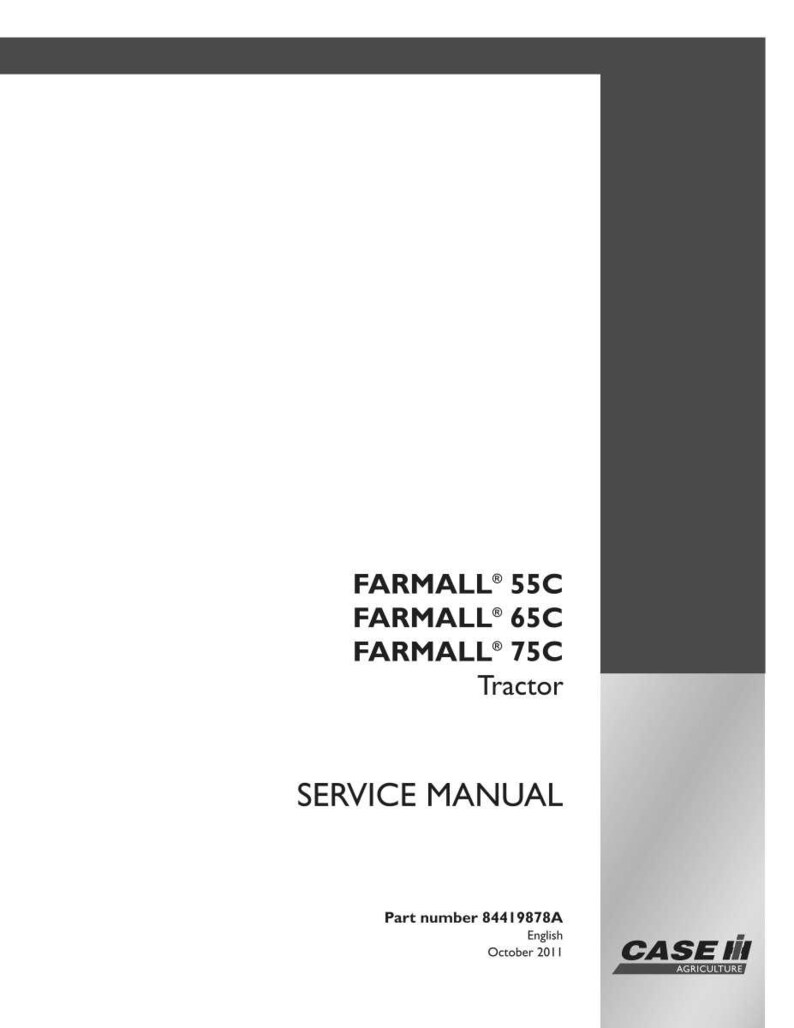 May include: A white service manual for Farmall 55C, 65C, and 75C tractors. The cover features the tractor models, the words "Service Manual," and the Case IH Agriculture logo. Part number 84419878A, English, October 2011.