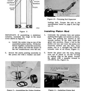 Peut inclure: Diagramme technique avec des pi&egrave;ces &eacute;tiquet&eacute;es pour l'assemblage d'un cylindre stabilisateur. Comprend des illustrations de garniture de piston, de vis de chapeau de tige et d'installation de tige de piston. Des instructions textuelles accompagnent les sch&eacute;mas.
