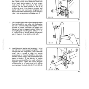 May include: Diagram of mechanical components with labels and arrows. Includes bolts, nuts, and a shaft. Text reads "SECTION 31 - IMPLEMENT POWER TAKE OFF (PTO) - CHAPTER 1" and provides instructions for assembly.