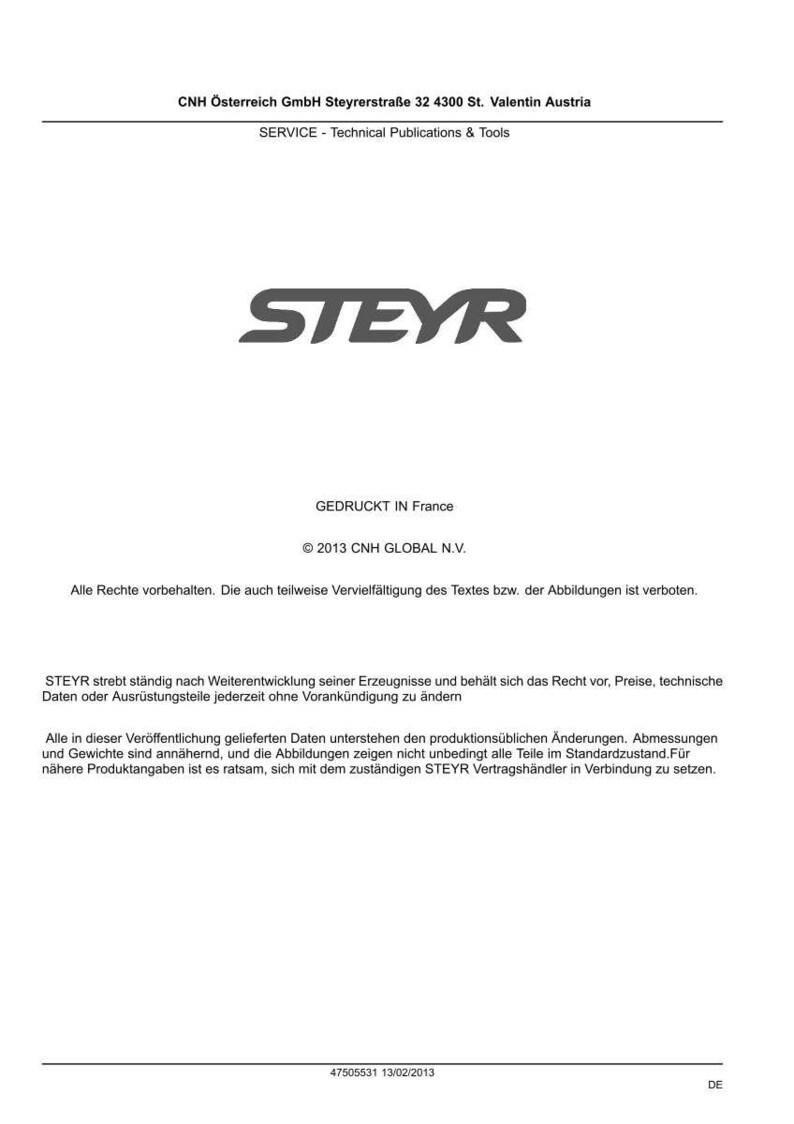 Steyr Cvt 6140, Cvt 6150, Cvt 6160, Cvt 6175, Cvt 6195 Traktor Wartungshandbuch Reparatur Werkstatthandbuch | PDF-Download image 3