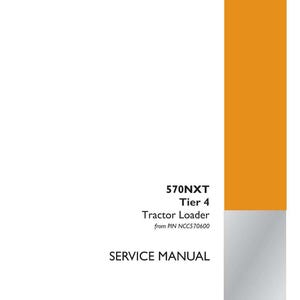 May include: A service manual for a 570NXT Tier 4 Tractor Loader. The cover is white with orange accents and text. The text includes "SERVICE MANUAL", "CASE CONSTRUCTION", and the part number 47441594.