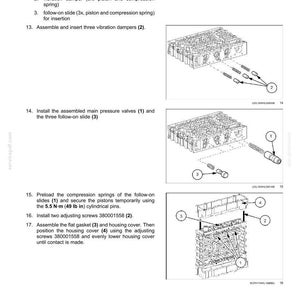 May include: Diagram of transmission components, including main pressure valves, vibration dampers, and follow-on slides. Instructions detail assembly steps with illustrations and measurements in lb in. Text includes part numbers and assembly instructions.