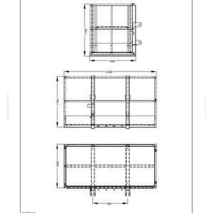 May include: A technical line drawing of a fixed personnel carrier platform with three views showing dimensions in millimeters. Text includes CHAPTER 2 - PERSONNEL PLATFORM and MAIN DIMENSIONS OF THE FIXED PERSONNEL CARRIER PLATFORM with code TH002152.