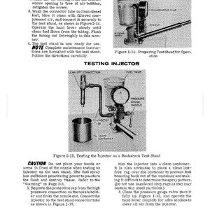 May include: Black and white technical diagram of a test stand for injectors. The image includes instructions for preparing and testing the stand, with labeled components like the fuel tank and pressure gauge.