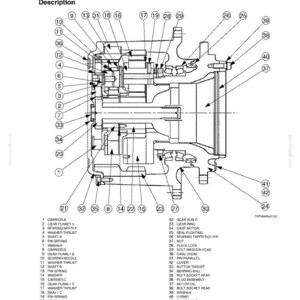 May include: Detailed diagram of a reduction gear assembly, labeled with numbers and descriptions. The image is a technical illustration with various mechanical components, including gears, shafts, and bearings.