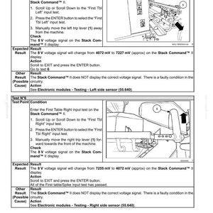 May include: A technical document detailing electronic module testing procedures. The document includes diagrams, test conditions, expected results, and troubleshooting steps for various input tests. The text includes voltage measurements in millivolts.