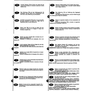 May include: A page from a manual with instructions in multiple languages for automotive repair. The page includes diagrams and text, with measurements in Nm.
