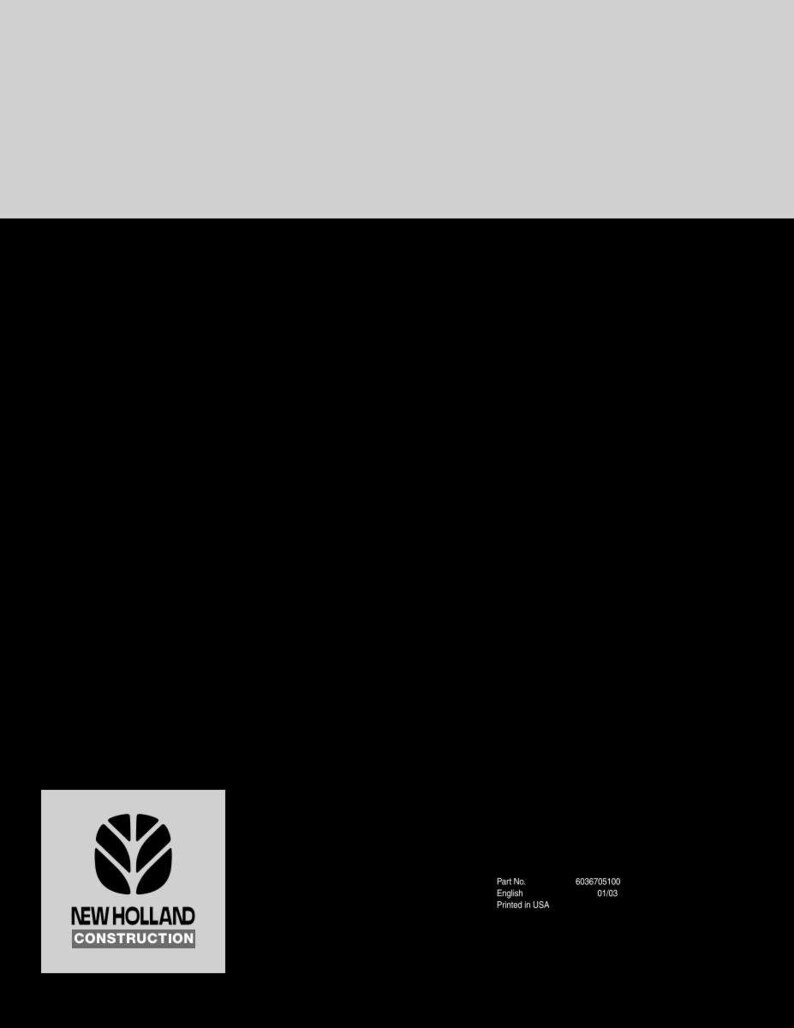 Pu&ograve; includere: Immagine in bianco e nero con il logo New Holland Construction, un design a foglie stilizzato e il nome dell'azienda. L'immagine include anche il testo che indica il numero di parte e che &egrave; stata stampata negli Stati Uniti.