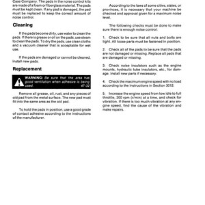 May include: A white document titled "NOISE CONTROL" with instructions for cleaning and replacing noise control pads. The document also includes a warning about ventilation when using adhesive and instructions for checking noise control.