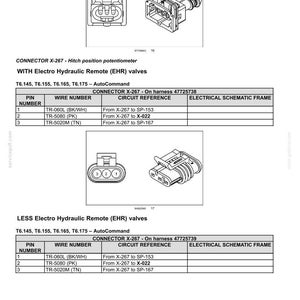 May include: Diagram of electrical connectors and wiring schematics for electro-hydraulic remote (EHR) valves. Includes pin numbers, wire numbers, and circuit references. The image shows detailed illustrations of the connectors.