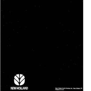 May include: A black rectangular manual cover featuring the white New Holland logo and text in the bottom left corner. The bottom right corner contains the text New Holland North America, Inc., New Holland, PA and Printed in U.S.A. in white.
