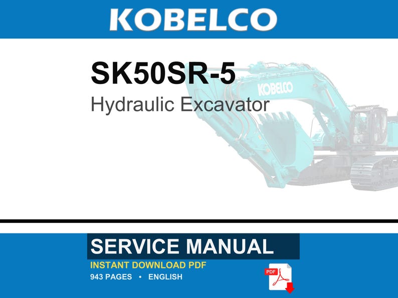 Manual de servicio y reparación para la excavadora hidráulica Kobelco SK50SR-5 / Descarga instantánea en PDF imagen 1