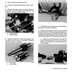 May include: A page from an inspection manual with instructions and diagrams for mechanical components. The page includes text, images of tools, and gear components. Measurements are provided in inches (1 inch = 2.54 cm).