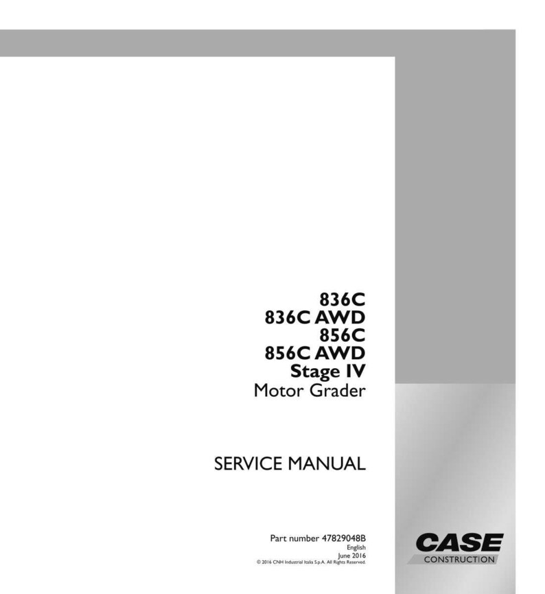 May include: A white service manual with the text "836C, 836C AWD, 856C, 856C AWD, Stage IV, Motor Grader, SERVICE MANUAL". The Case Construction logo is in the bottom right corner.