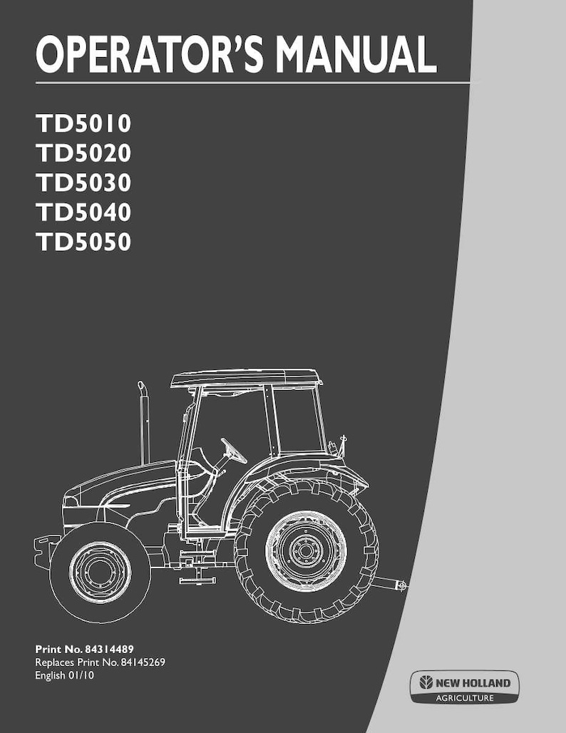 New Holland Td5010, Td5020, Td5030, TD5040, TD5050 Tractor Operator Owners Operation Manual | Instant PDF Download image 3