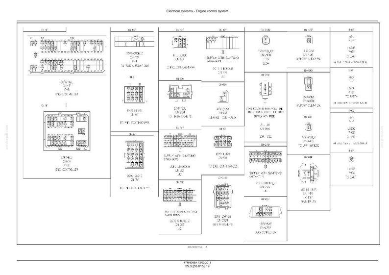 May include: Diagram of an engine control system, with various electrical components and wiring schematics. The diagram includes labels and symbols for different parts, such as connectors, relays, and sensors, all in black and white.