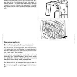 Puede incluir: Una p&aacute;gina de manual t&eacute;cnico titulada 9-ACCESSORIES con texto y dibujos lineales. La ilustraci&oacute;n superior muestra un espejo lateral de veh&iacute;culo, mientras que la inferior representa un panel de control con varios botones cuadrados y una flecha negra.
