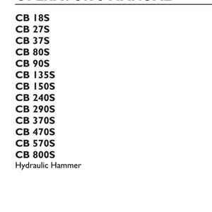 May include: An operator's manual for New Holland Construction hydraulic hammers, models CB 18S through CB 800S. The white document features black text, including the title, model list, part number 51439091, January 2018 date, and brand logo.