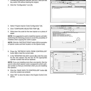 May include: A technical document detailing injector code configuration for fuel injection systems. The document includes instructions, screenshots, and numbered steps for configuring the system. The document is dated 10/11/2014.