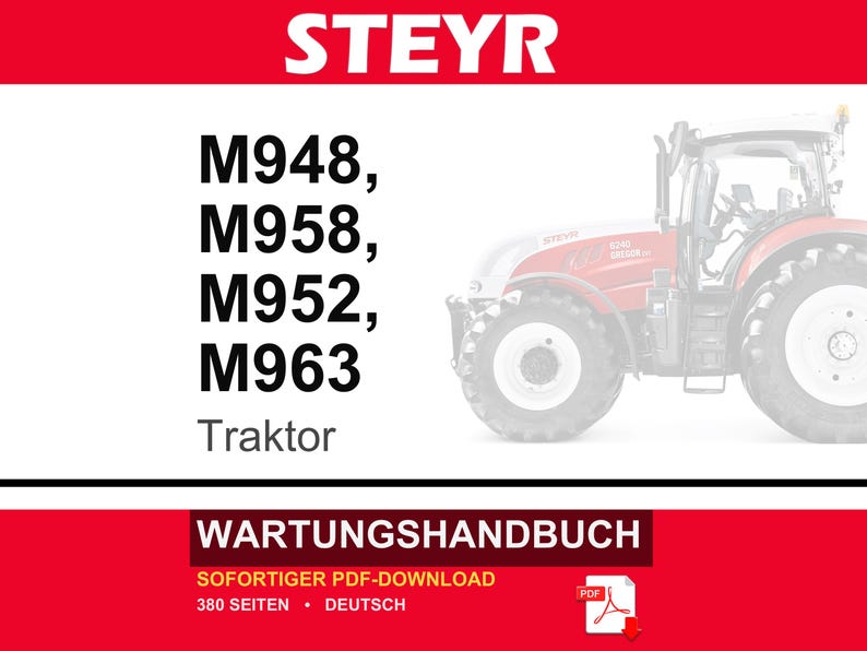 Steyr M948, M958, M952, M963 Traktoren Wartungshandbuch Reparatur Werkstatthandbuch | PDF-Download image 1