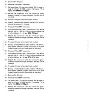 May include: Document detailing hydrostatic drive pump and motor components, including instructions for gear compensation and pressure measurements. Text includes measurements in ounces and psi.