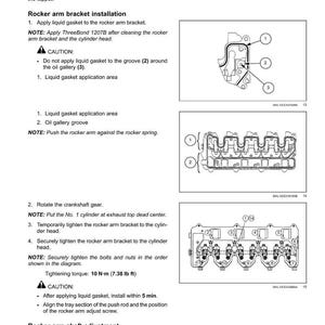 May include: Diagram of engine cylinder heads with instructions for push rod and rocker arm bracket installation. Includes illustrations of parts and steps, with torque specifications in foot-pounds.
