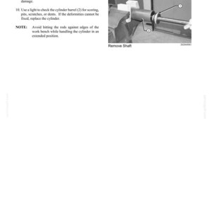 K&ouml;nnte beinhalten: Eine Seite aus einem technischen Handbuch mit dem Titel SECTION 4 - HYDRAULICS, die ein Schwarz-Wei&szlig;-Foto einer Metallwelle (1) zeigt, die aus einem in einem Schraubstock eingespannten Zylinderrohr (2) entfernt wird, nebst Pr&uuml;fanweisungen.