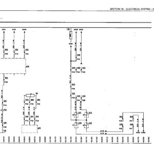 May include: A black and white schematic diagram of an electrical system, with lines, boxes, and labels. The diagram includes text such as "SECTION 18 - ELECTRICAL SYSTEM - CHAPTER 3" and various numerical references.