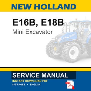 New Holland E16B, E18B Mini Excavator Service Repair Workshop Manual | Instant PDF Download image 1