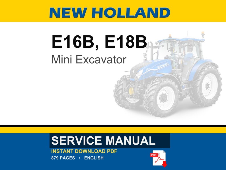 New Holland E16B, E18B Mini Excavator Service Repair Workshop Manual | Instant PDF Download image 1