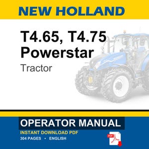 New Holland T4.65, T4.75 Powerstar Tractor Operator Owners Operation Manual | Instant PDF Download image 1