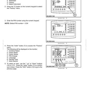 May include: Diagram of an electronic system interface with a keypad and screen. The screen displays menu options and instructions for system setup, including entering a PIN and selecting options.