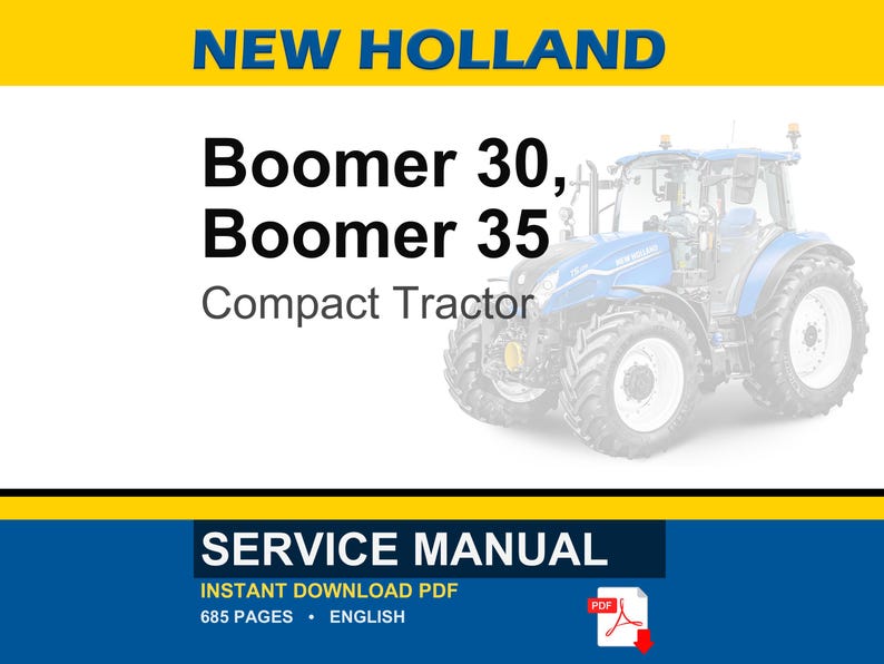 New Holland Boomer 30, Boomer 35 kompakttraktor service- och reparationshandbok | Direkt PDF-nedladdning bild 1