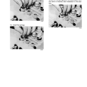 May include: Black and white technical diagram showing the installation of mechanical components. The image includes close-up views of hands installing detent pins, springs, Allen screws, and lock nuts. Text includes instructions and part numbers.