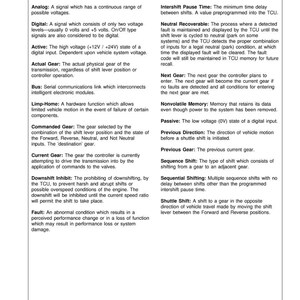 May include: Glossary page with automotive terms and definitions. Includes terms like "Analog", "Digital", "Active", "Actual Gear", "Bus", "Limp-Home", and "Fault". Published May 2003 in Brazil.