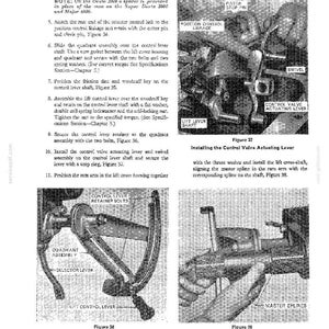May include: A black and white technical diagram from a manual, showing the installation of control levers and related components. The diagram includes labels such as "Control Valve Actuating Lever" and "Master Splines".