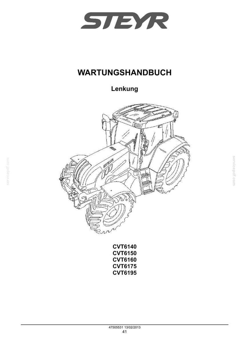 Steyr Cvt 6140, Cvt 6150, Cvt 6160, Cvt 6175, Cvt 6195 Traktor Wartungshandbuch Reparatur Werkstatthandbuch | PDF-Download image 4